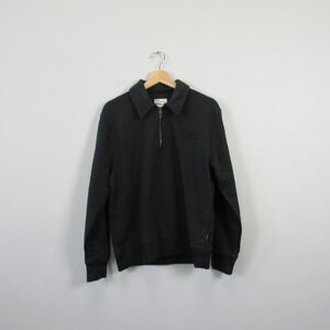 Saturdays NYC 1/4 Zip Sweatshirt Men XS Black 100% Cotton Collared Casual 664